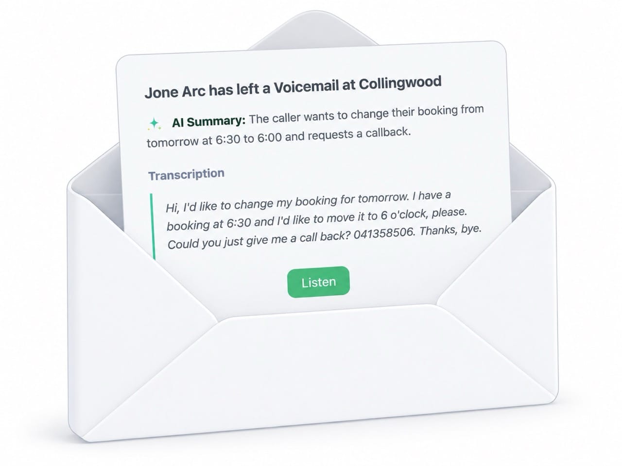voicemail-to-email-transcribe-system Voicemail to Email Transcription and AI Summary